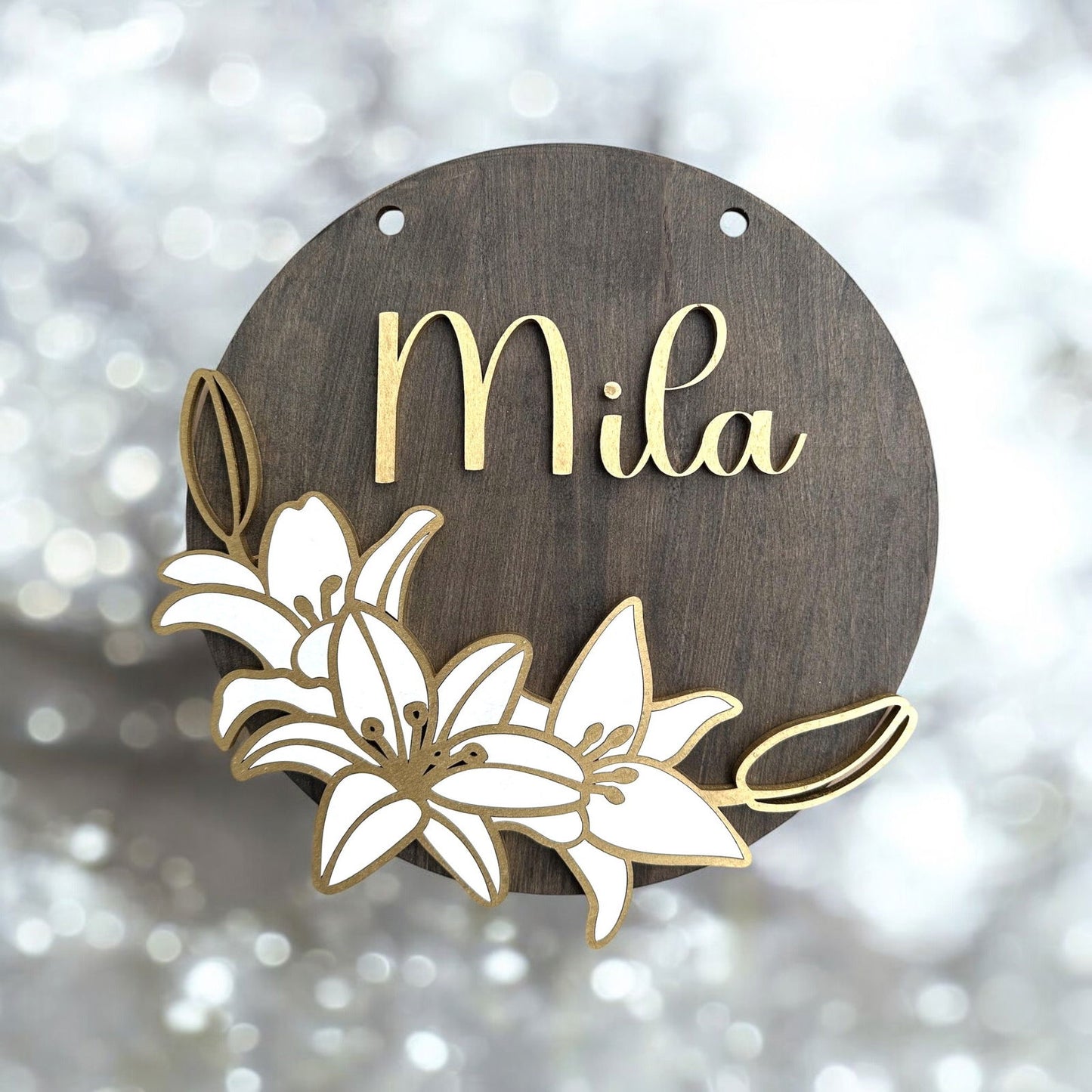 Exklusive Namensschilder | Blumenmotive & goldene Akzente | Elegante Personalisierung - heartbeat - 