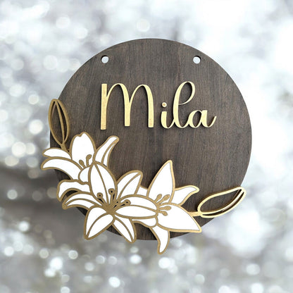 Exklusive Namensschilder | Blumenmotive & goldene Akzente | Elegante Personalisierung - heartbeat - 