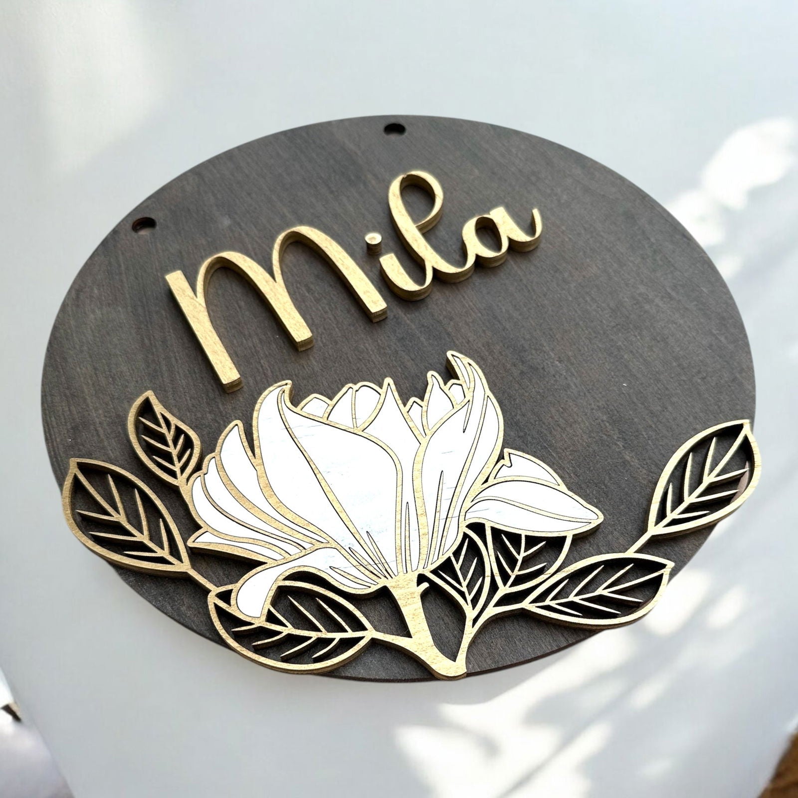 Exklusive Namensschilder | Blumenmotive & goldene Akzente | Elegante Personalisierung - heartbeat - 