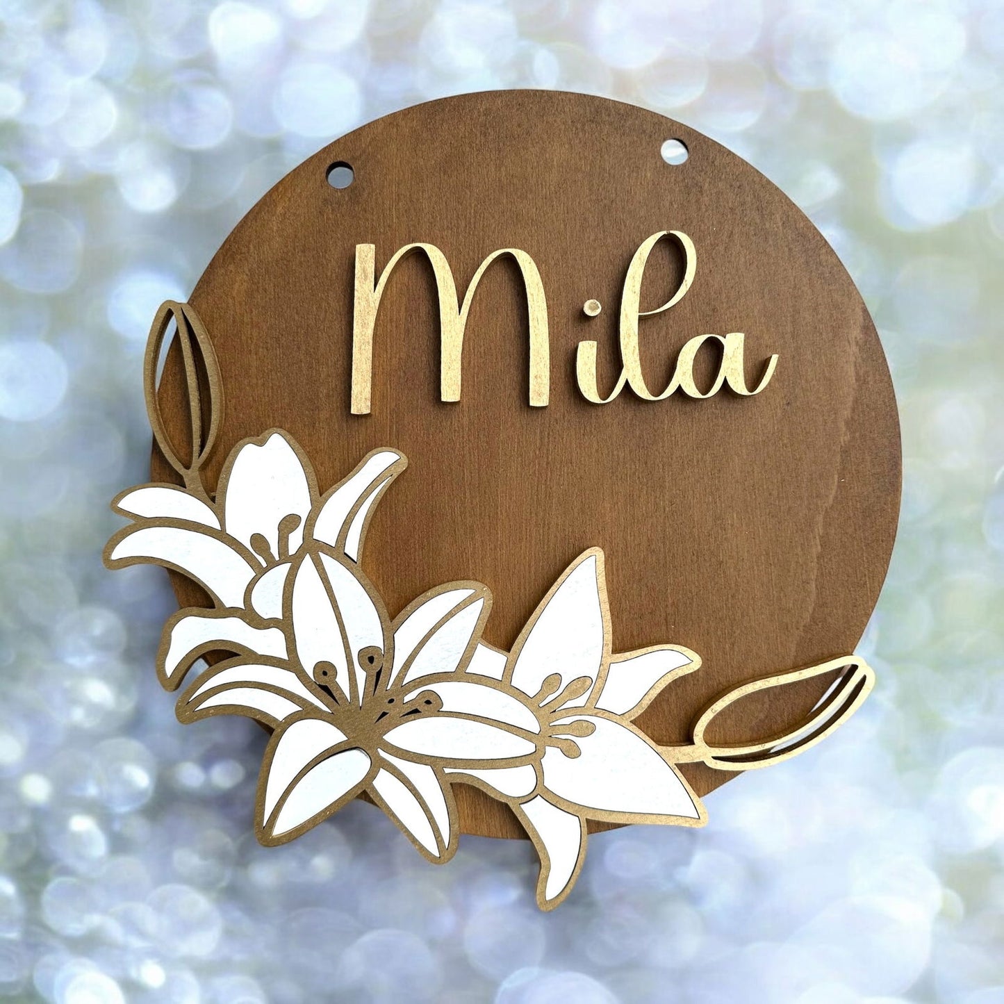 Exklusive Namensschilder | Blumenmotive & goldene Akzente | Elegante Personalisierung - heartbeat - 
