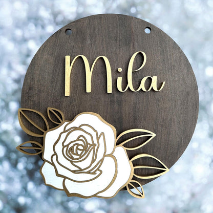 Exklusive Namensschilder | Blumenmotive & goldene Akzente | Elegante Personalisierung - heartbeat - 