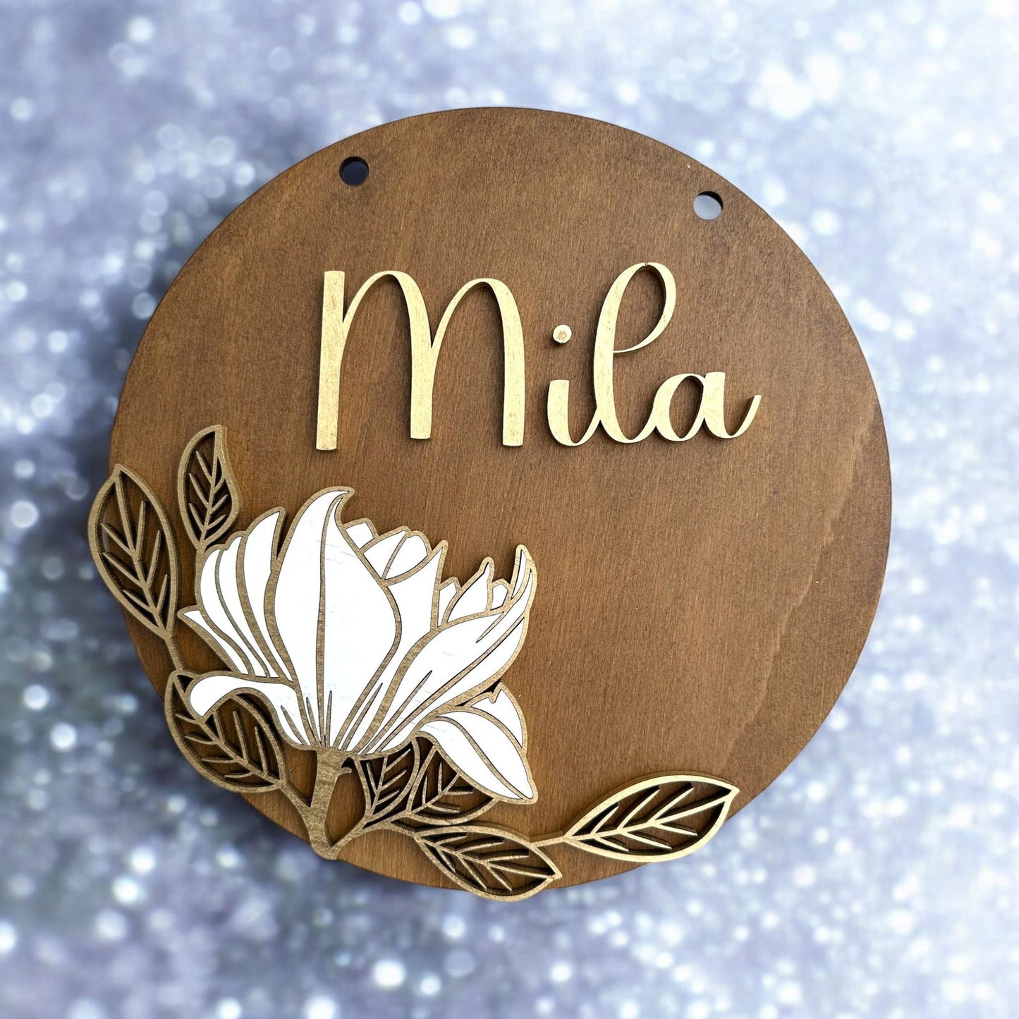 Exklusive Namensschilder | Blumenmotive & goldene Akzente | Elegante Personalisierung - heartbeat - 