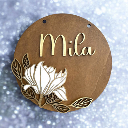 Exklusive Namensschilder | Blumenmotive & goldene Akzente | Elegante Personalisierung - heartbeat - 
