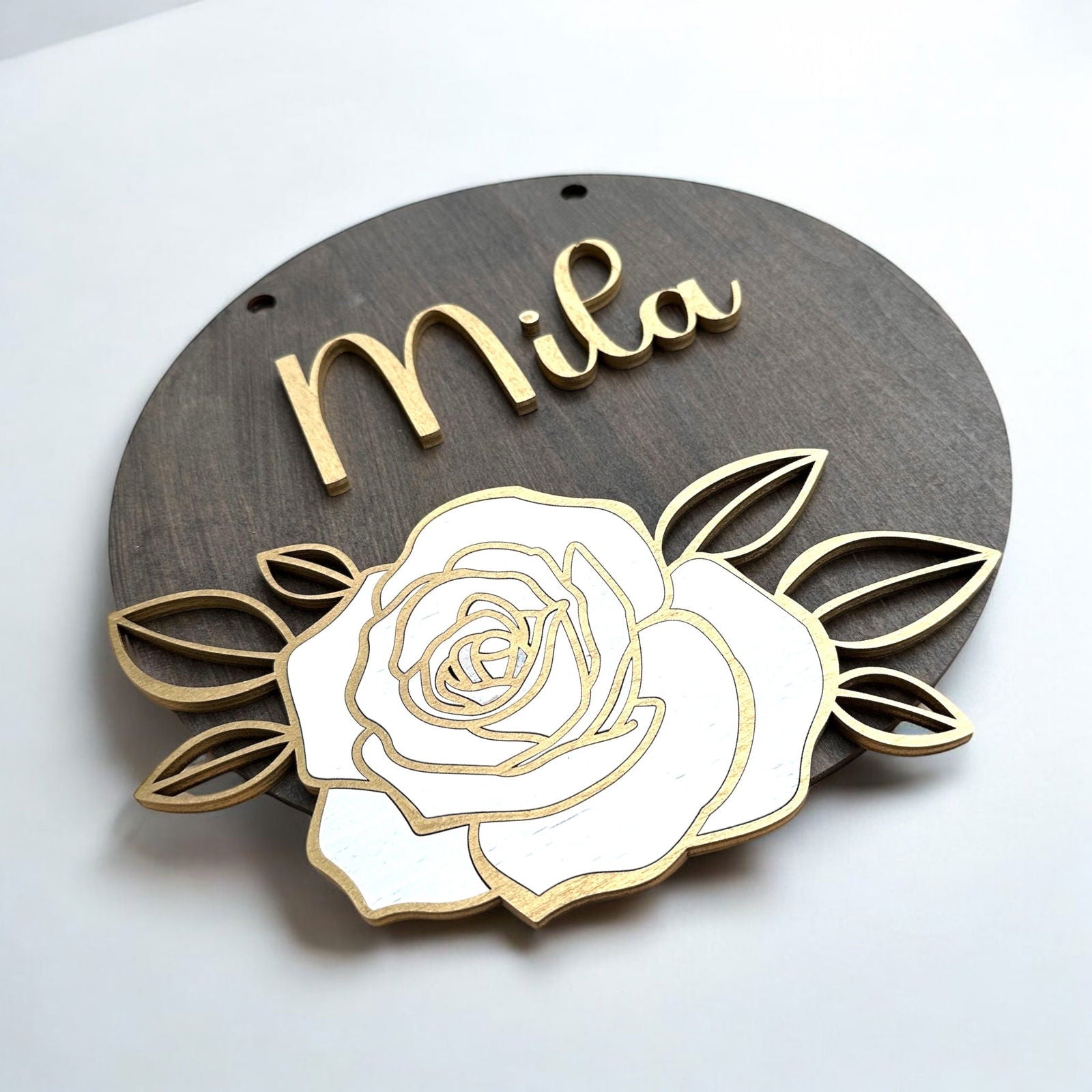 Exklusive Namensschilder | Blumenmotive & goldene Akzente | Elegante Personalisierung - heartbeat - 