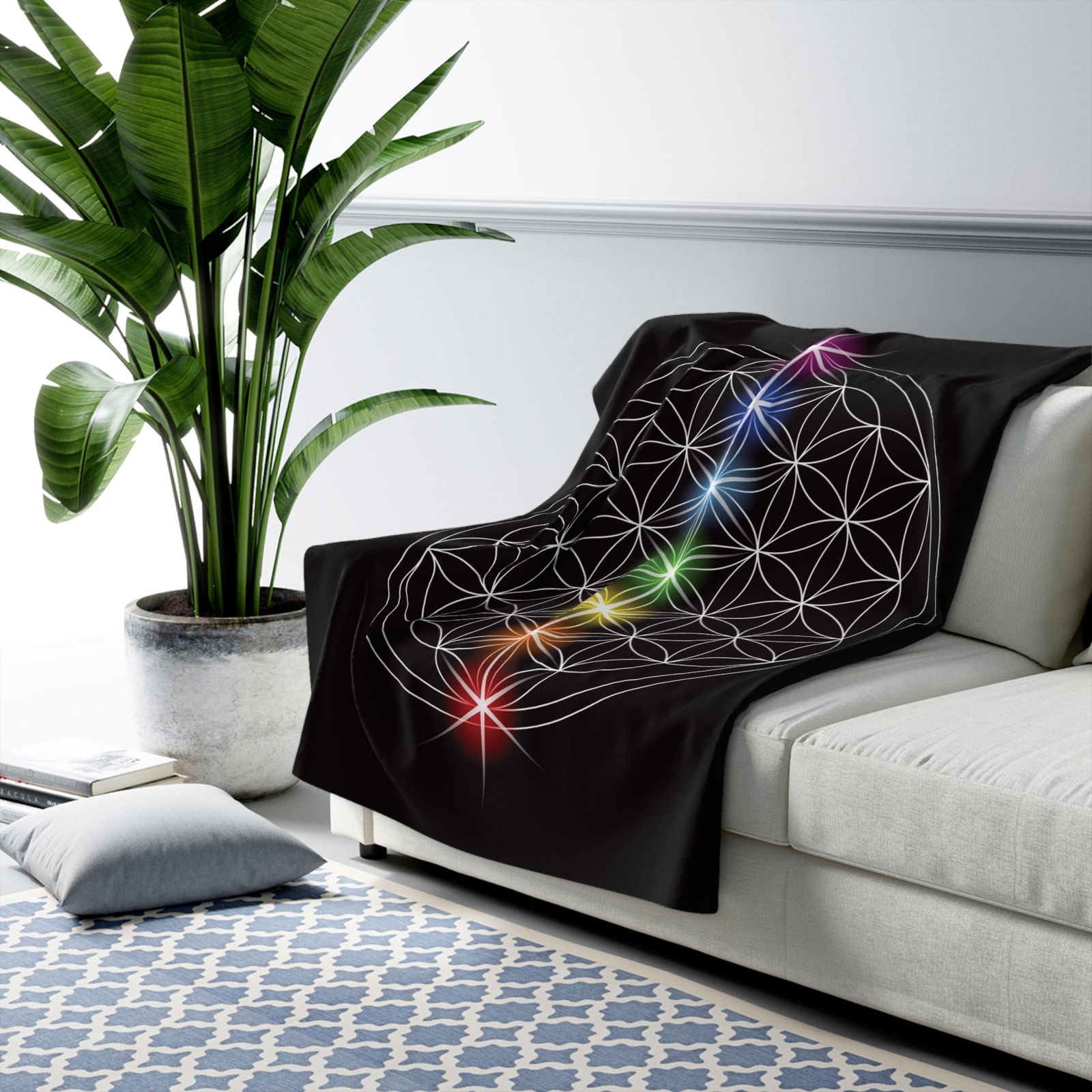 Flauschige Fleecedecke | Blume des Lebens | Extra weich & wärmend - heartbeat - 