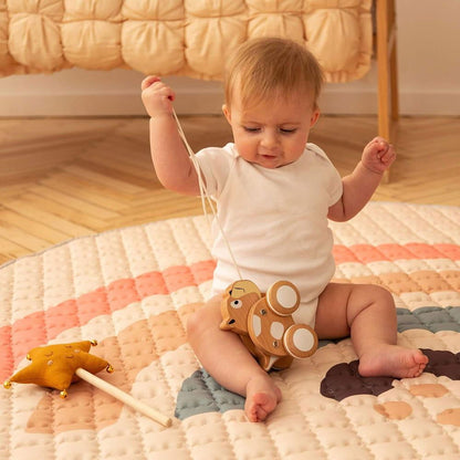 Hakuna Matte Gesteppte Krabbeldecke | Boho Rainbow | 1,5 m Durchmesser - heartbeat - Spielmatten