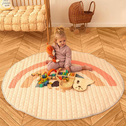 Hakuna Matte Gesteppte Krabbeldecke | Boho Rainbow | 1,5 m Durchmesser - heartbeat - 