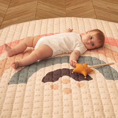 Hakuna Matte Gesteppte Krabbeldecke | Boho Rainbow | 1,5 m Durchmesser - heartbeat - 