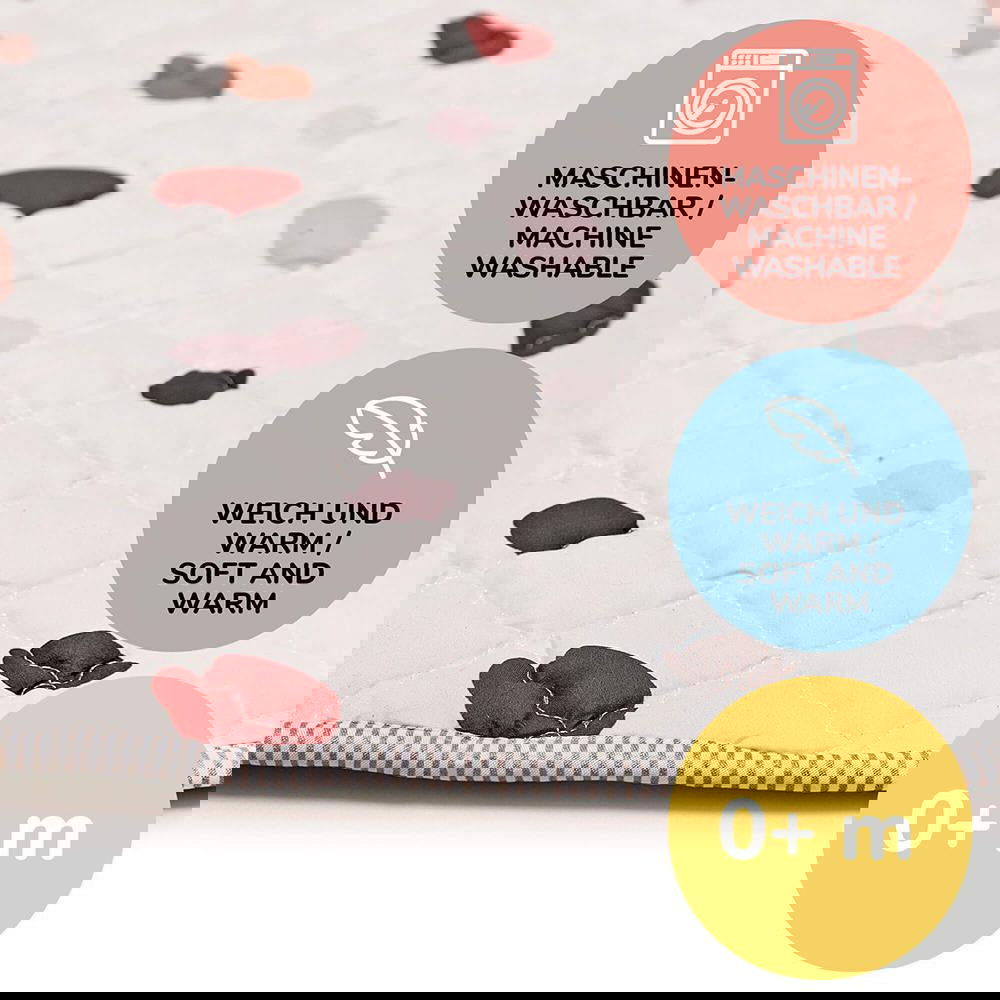 Hakuna Matte Gesteppte Krabbeldecke | Confetti-Design | 1,5 m Durchmesser - heartbeat - 