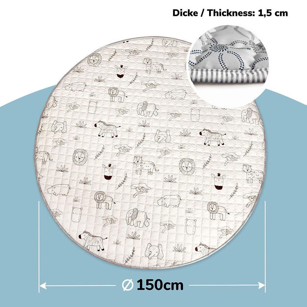 Hakuna Matte Gesteppte Krabbeldecke | Safari Animals | 1,5 m Durchmesser - heartbeat - 