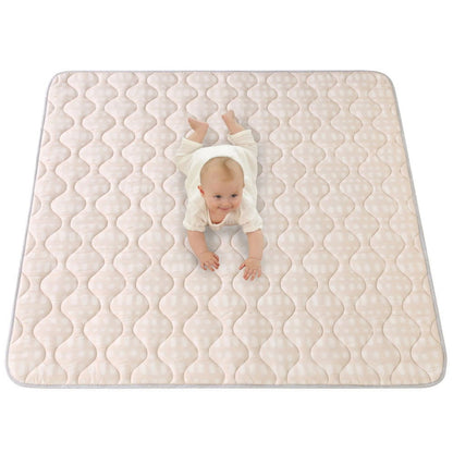Hakuna Matte Gesteppte Krabbeldecke | Unisex-Hygge-Design | Beige | 127 x 127 cm - heartbeat - Spielmatten