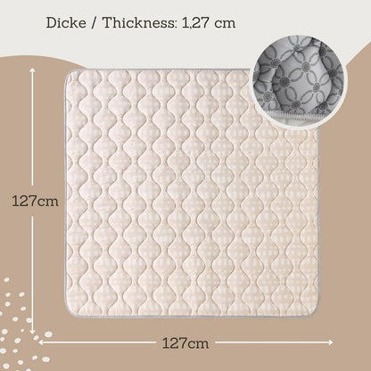 Hakuna Matte Gesteppte Krabbeldecke | Unisex-Hygge-Design | Beige | 127 x 127 cm - heartbeat - 