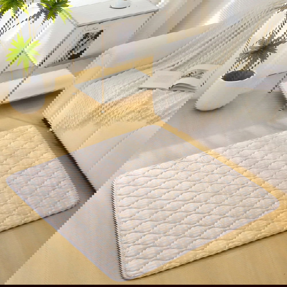 Hakuna Matte Gesteppte Krabbeldecke | Unisex-Hygge-Design | Beige | 127 x 127 cm - heartbeat - 