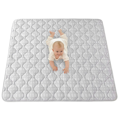 Hakuna Matte Gesteppte Krabbeldecke | Unisex-Hygge-Design | Grau Muster | 127 x 127 cm - heartbeat - Spielmatten