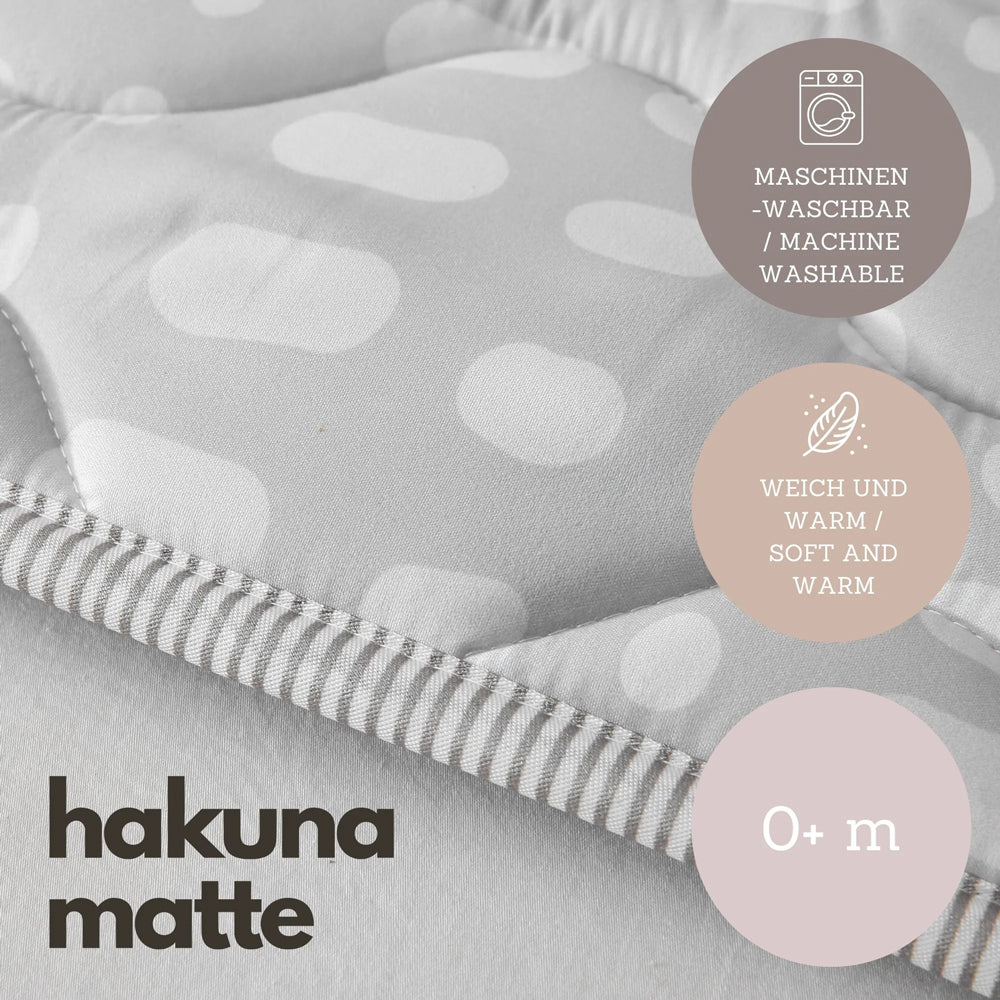 Hakuna Matte Gesteppte Krabbeldecke | Unisex-Hygge-Design | Grau Muster | 127 x 127 cm - heartbeat - 
