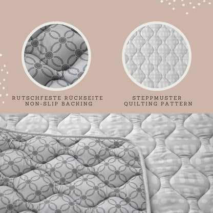 Hakuna Matte Gesteppte Krabbeldecke | Unisex-Hygge-Design | Grau Muster | 127 x 127 cm - heartbeat - 