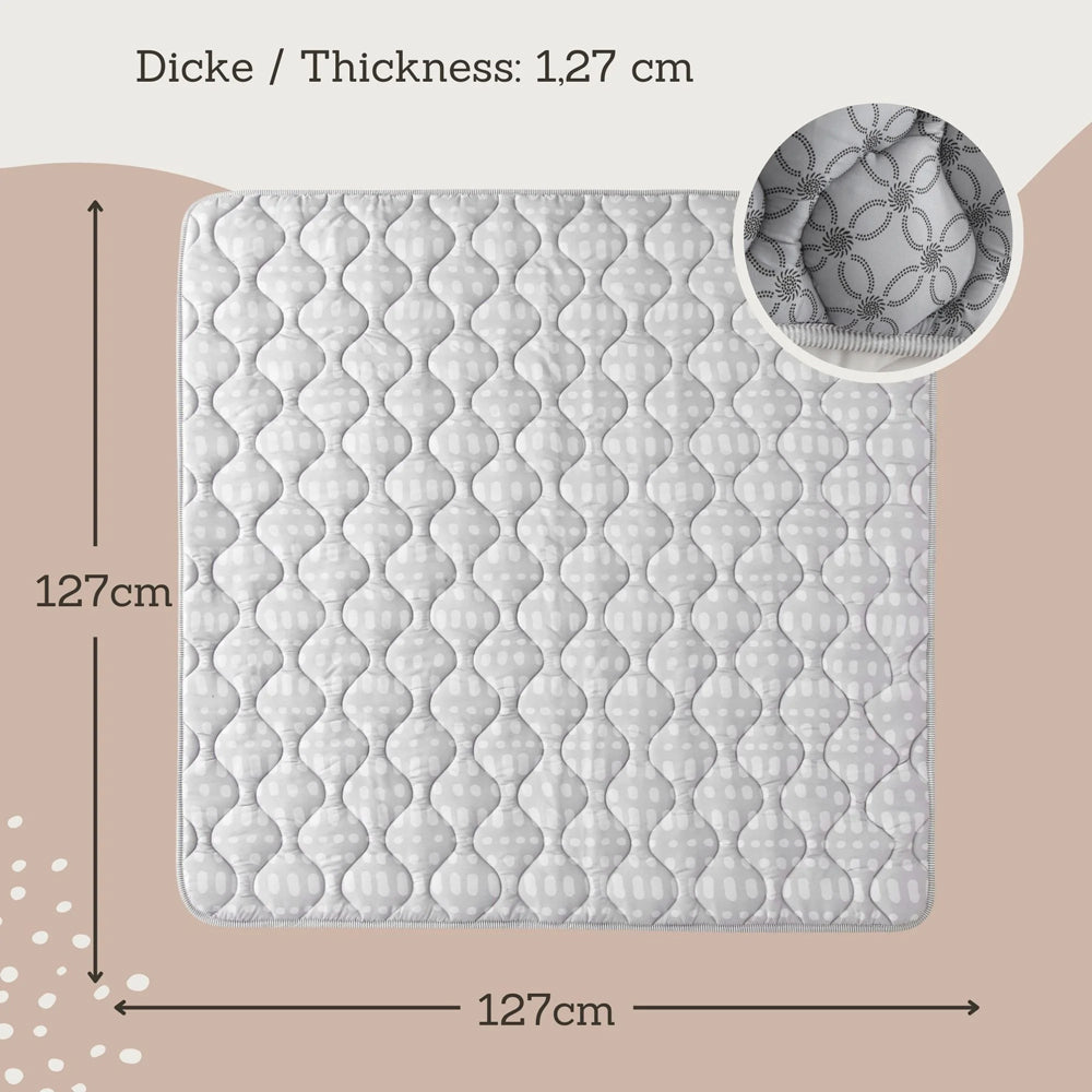 Hakuna Matte Gesteppte Krabbeldecke | Unisex-Hygge-Design | Grau Muster | 127 x 127 cm - heartbeat - 