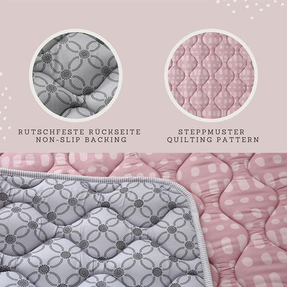 Hakuna Matte Gesteppte Krabbeldecke | Unisex-Hygge-Design | Rosa Muster | 127 x 127 cm - heartbeat - 