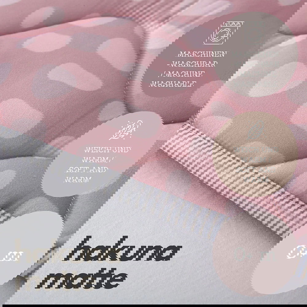 Hakuna Matte Gesteppte Krabbeldecke | Unisex-Hygge-Design | Rosa Muster | 127 x 127 cm - heartbeat - 