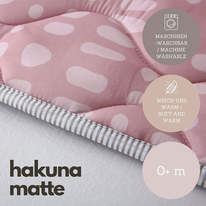 Hakuna Matte Gesteppte Krabbeldecke | Unisex-Hygge-Design | Rosa Muster | 127 x 127 cm - heartbeat - 