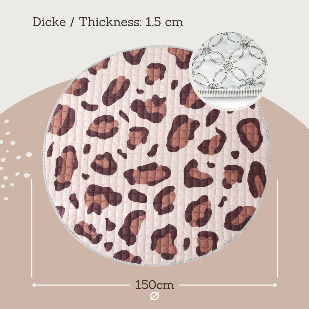 Hakuna Matte Gesteppte Krabbeldecke | Wild Cat Natural Design | 1,5 m Durchmesser - heartbeat - 