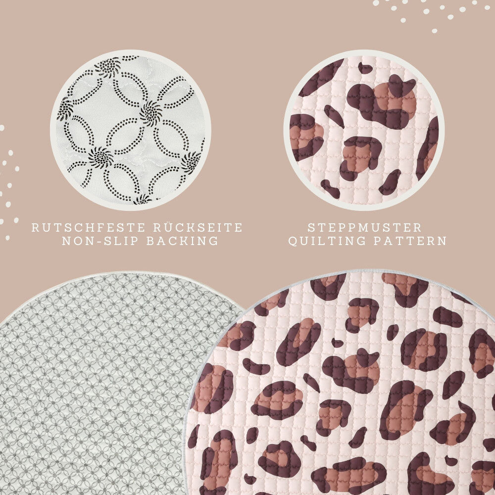 Hakuna Matte Gesteppte Krabbeldecke | Wild Cat Natural Design | 1,5 m Durchmesser - heartbeat - 