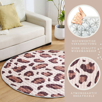 Hakuna Matte Gesteppte Krabbeldecke | Wild Cat Natural Design | 1,5 m Durchmesser - heartbeat - 