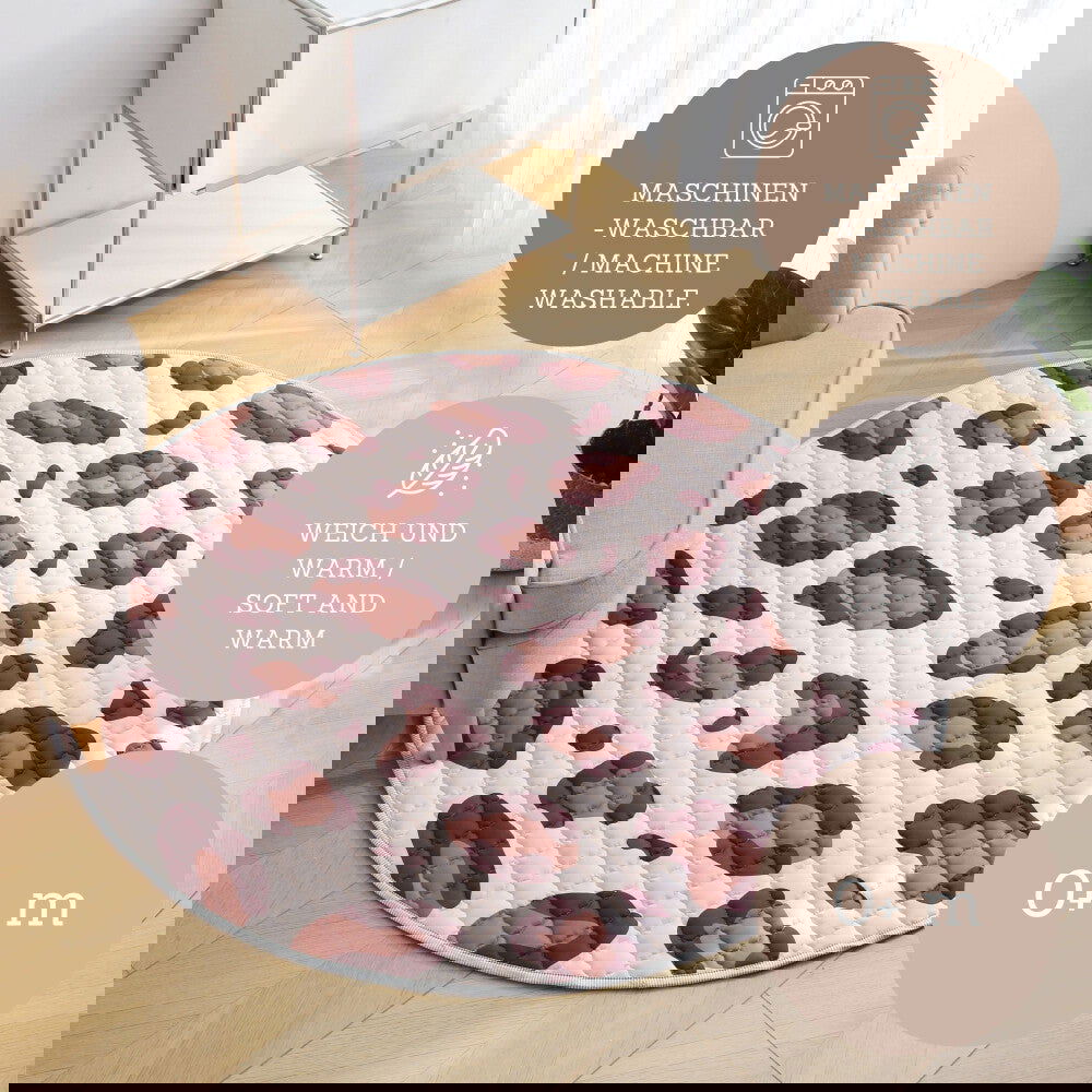 Hakuna Matte Gesteppte Krabbeldecke | Wild Cat Natural Design | 1,5 m Durchmesser - heartbeat - 
