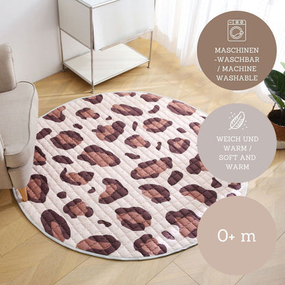 Hakuna Matte Gesteppte Krabbeldecke | Wild Cat Natural Design | 1,5 m Durchmesser - heartbeat - 
