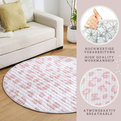 Hakuna Matte Gesteppte Krabbeldecke | Wild Cat Nude Design | 1,5 m Durchmesser - heartbeat - 