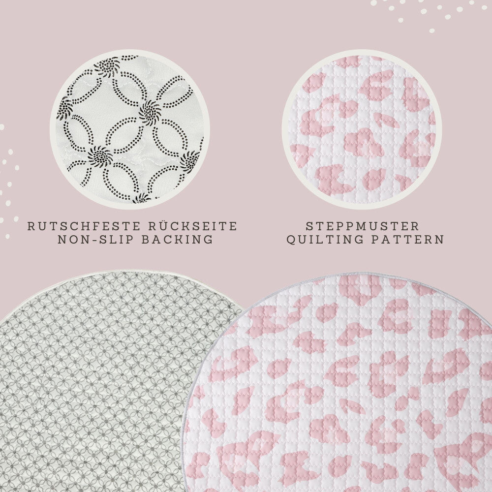 Hakuna Matte Gesteppte Krabbeldecke | Wild Cat Nude Design | 1,5 m Durchmesser - heartbeat - 