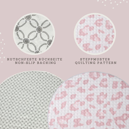 Hakuna Matte Gesteppte Krabbeldecke | Wild Cat Nude Design | 1,5 m Durchmesser - heartbeat - 
