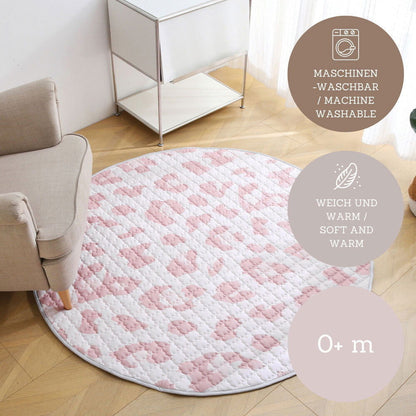Hakuna Matte Gesteppte Krabbeldecke | Wild Cat Nude Design | 1,5 m Durchmesser - heartbeat - 