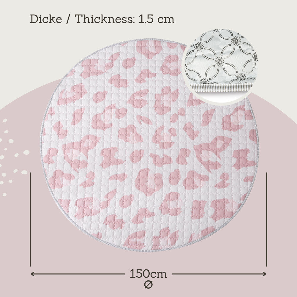 Hakuna Matte Gesteppte Krabbeldecke | Wild Cat Nude Design | 1,5 m Durchmesser - heartbeat - 