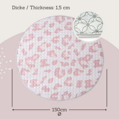 Hakuna Matte Gesteppte Krabbeldecke | Wild Cat Nude Design | 1,5 m Durchmesser - heartbeat - 