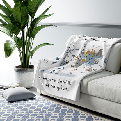 Kuscheldecke mit Weltkarten-Design | Flauschig | Personalisierbar - heartbeat - 