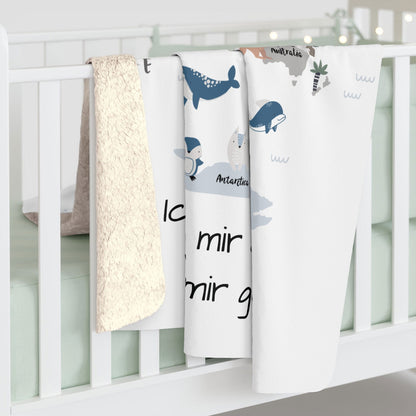Kuscheldecke mit Weltkarten-Design | Flauschig | Personalisierbar - heartbeat - 