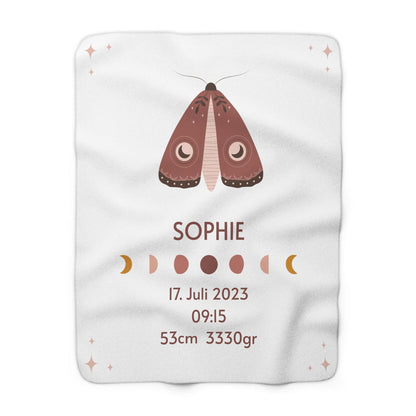 Kuschelige, personalisierbare Fleecedecke mit Geburtsdaten | Baby Geschenk | Geschenkidee zur Geburt - heartbeat - 