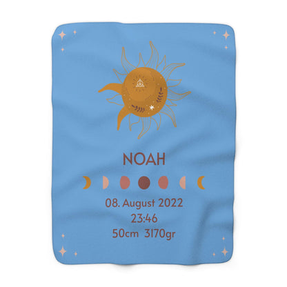 Kuschelige, personalisierbare Fleecedecke mit Geburtsdaten | Baby Geschenk | Geschenkidee zur Geburt - heartbeat - 