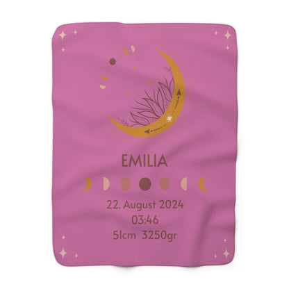 Kuschelige, personalisierbare Fleecedecke mit Geburtsdaten | Baby Geschenk | Geschenkidee zur Geburt - heartbeat - 