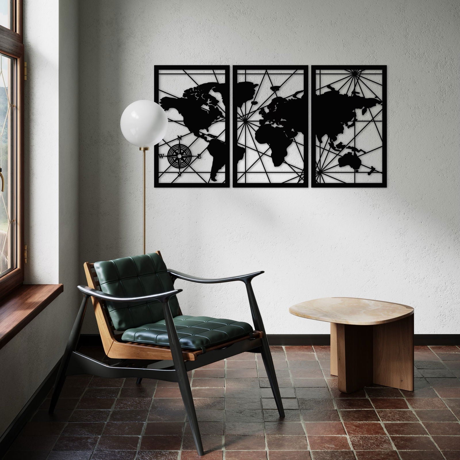 Wanddeko - Weltkarte Wandkunst – Entdecke die Welt - heartbeat - 