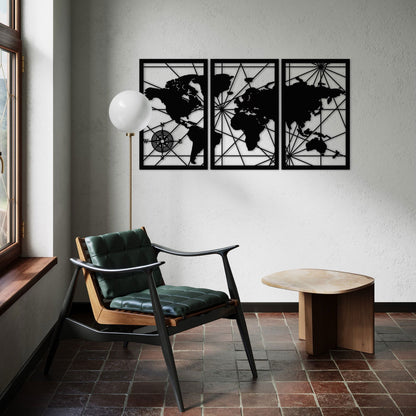 Wanddeko - Weltkarte Wandkunst – Entdecke die Welt - heartbeat - 